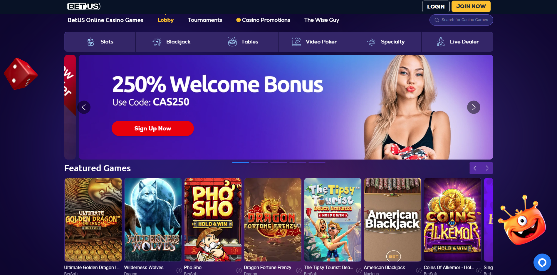 Casino Games at BetUS: Slots, Tables, and More
